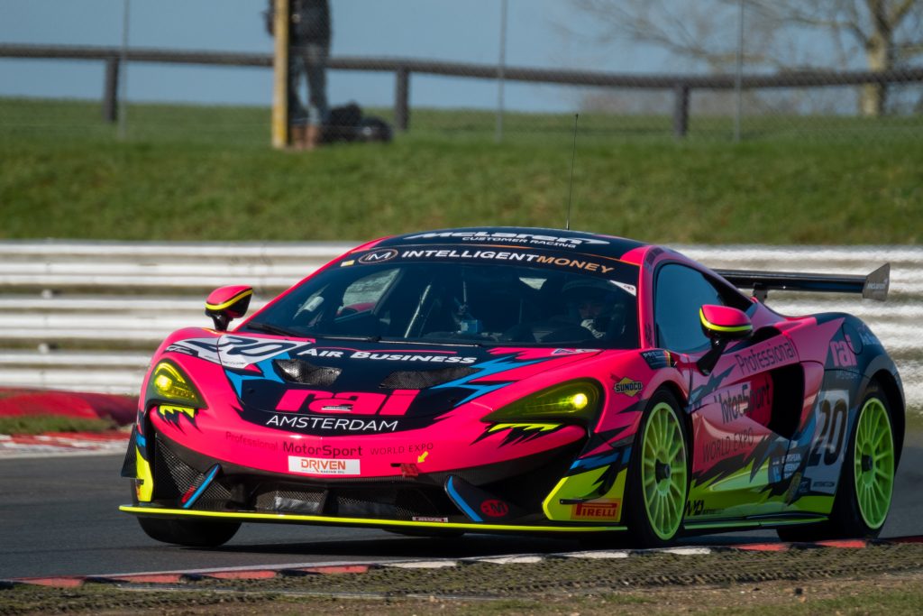 The McLaren 570S GT4 of Graham Johnson (GBR) and Michael O'Brien (GBR) run by Balfe Motorsport at Nelson on the Snetterton 300 Circuit during Media Day ahead of the 2020 Intelligent Money British GT Championship season.  Credit: Nick Smith/RacingPhotographic.co.uk 
